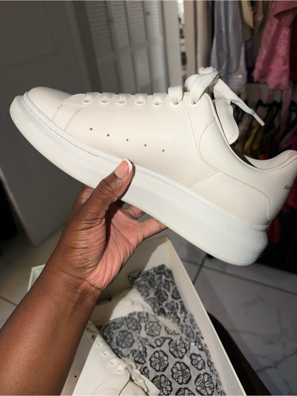Alexander McQueen White Leather Oversized Sole Sneakers